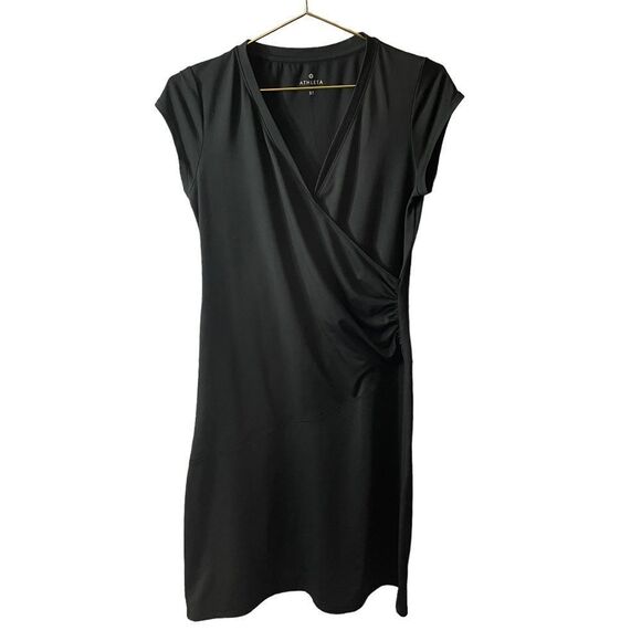 Athleta Sangria Nectar Black Wrap Mini Athletic Dress Size ST - Picture 1 of 10